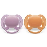 Пустышка Philips Avent Ultra Soft, 6-18 месяцев, 2 штуки, розовая и оранжевая, SCF091/33, Philips