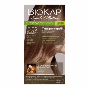 Biokap Nutricolor Delicato, фарба для волосся, 8.32 карамельний русявий, 140 мл