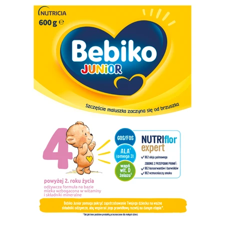 Bebiko Junior 4 Nutriflor Expert, питательная смесь на молочной основе, старше 2 лет, 600 г УПАКОВКА ДЕФЕКТИРОВАНА: цены и характеристики