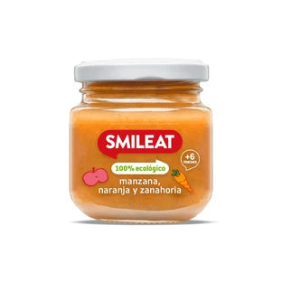 Органічне пюре з яблука, апельсина та моркви, +6 місяців, 130 г, Smileat
