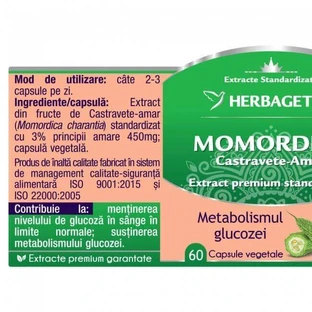 Екстракт гіркого огірка момордики, 120 капсул, Herbagetica