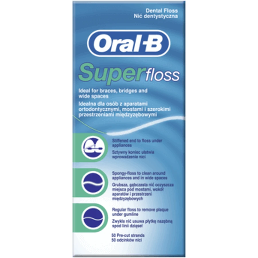 Зубные нити Oral-B Super Floss 50 шт.: цены и характеристики