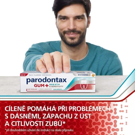 Parodontax White DUO для прорізування зубів, запаху з рота та чутливих зубів, відбілюючий 2 x 75 мл: ціни та характеристики