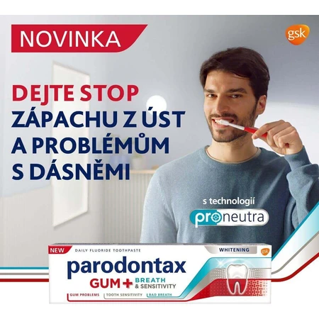 Parodontax White DUO для прорізування зубів, запаху з рота та чутливих зубів, відбілюючий 2 x 75 мл: ціни та характеристики