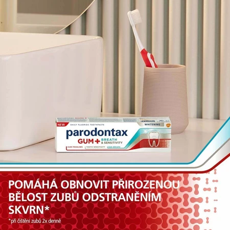 Parodontax White DUO для прорізування зубів, запаху з рота та чутливих зубів, відбілюючий 2 x 75 мл: ціни та характеристики