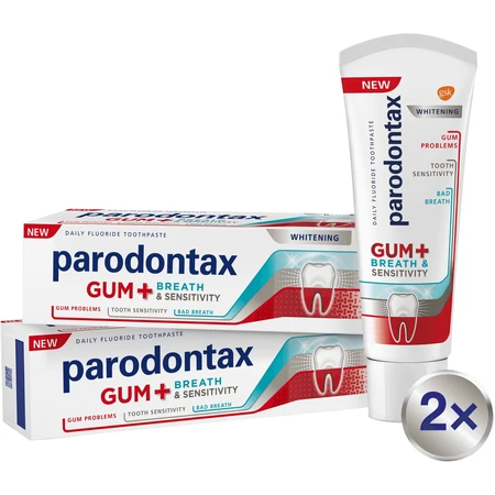 Parodontax White DUO для прорізування зубів, запаху з рота та чутливих зубів, відбілюючий 2 x 75 мл: ціни та характеристики