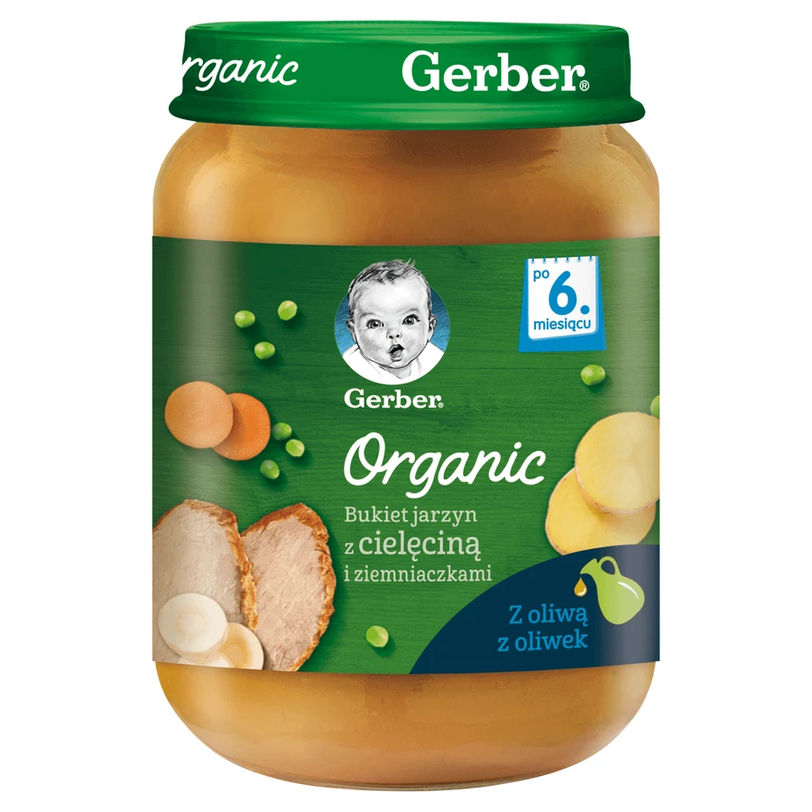 Мясо-овощное пюре Gerber Микс овощей с телятиной и картофелем, органическое, после 6 месяцев, 190 г: цены и характеристики