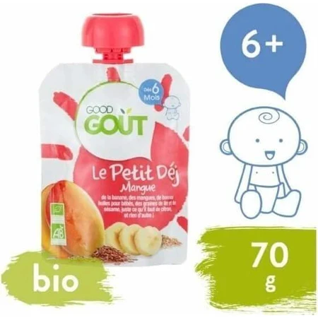 Good Gout Organic Mango breakfast 1×70 г, манговый карман: цены и характеристики