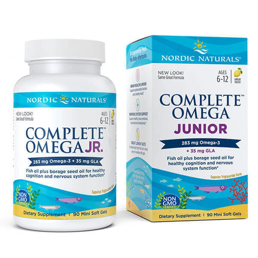 Nordic Naturals Complete Omega Junior, для дітей 6-12 років, зі смаком лимона, 90 капсул: ціни та характеристики