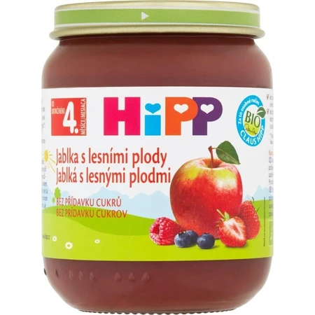 HiPP Фруктова добавка Яблука з ягодами 1×125 г, фруктова добавка для дітей: ціни та характеристики