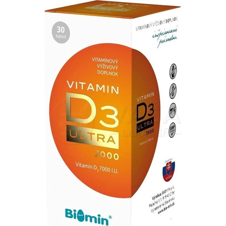 Biomin Вітамін D3 Ultra 7000 внутрішньовенно 1×30 cps, дієтична добавка: ціни та характеристики