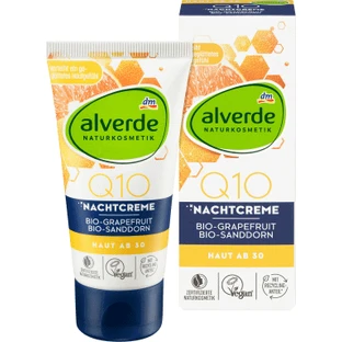 Крем для лица Alverde Naturkosmetik Q10 с органическими грейпфрутом и облепихой, ночной, 50 мл