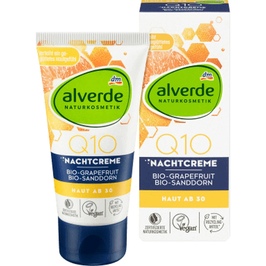 Крем для лица Alverde Naturkosmetik Q10 с органическими грейпфрутом и облепихой, ночной, 50 мл: цены и характеристики