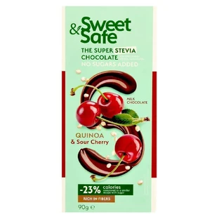 Шоколад з молоком, кіноа та вишнею Sweet & Safe, 90 г, Sly Nutritia