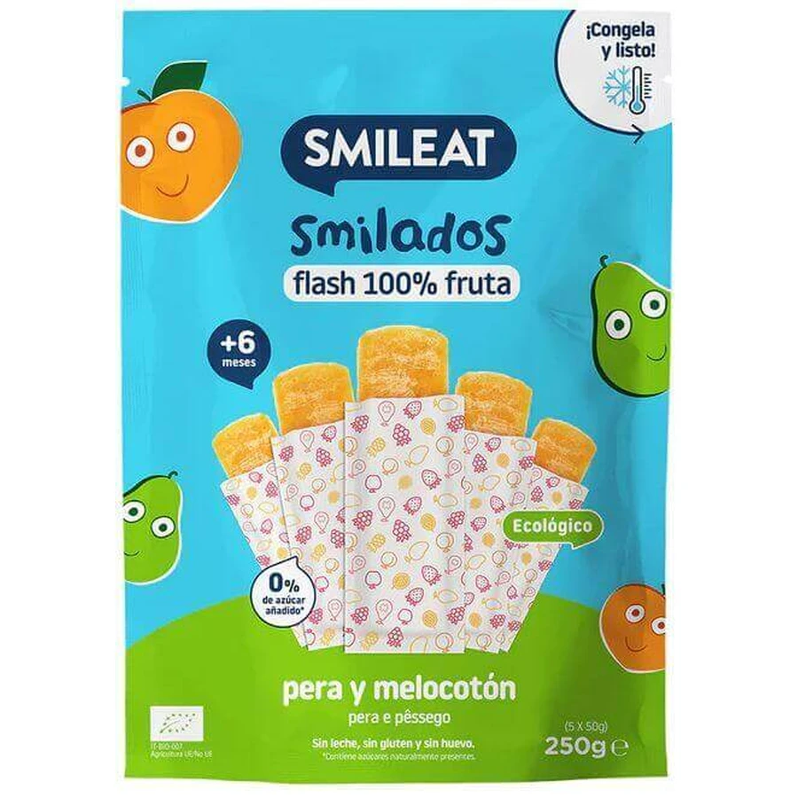 Smileat BIO 100% фруктовое мороженое для заморозки груша и персик 6M+ 250 г: цены и характеристики