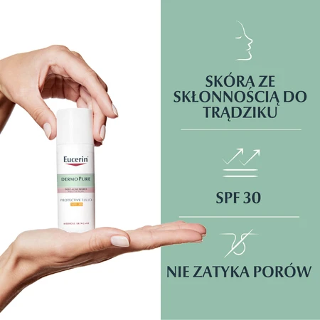 Eucerin DermoPure, захисний крем-флюїд для шкіри з недосконалостями та акне, SPF 30, 50 мл: ціни та характеристики