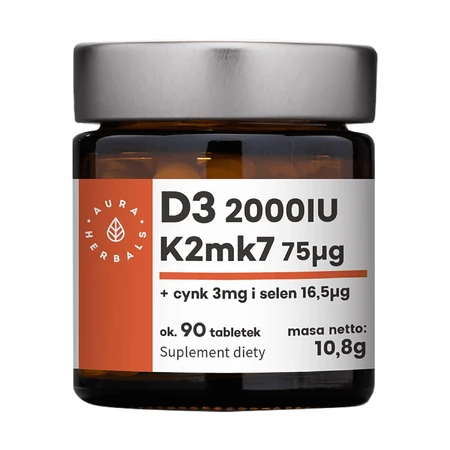 Aura Herbals D3 2000 МЕ K2MK7 75 мкг + цинк + селен, 90 таблеток: цены и характеристики