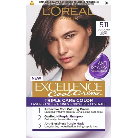 L'Oréal Paris Excellence Cool Creme Перманентна стійка крем-фарба 5.11 Ультрапопелястий світло-коричневий: ціни та характеристики