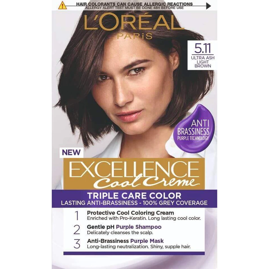 L'Oréal Paris Excellence Cool Creme Перманентна стійка крем-фарба 5.11 Ультрапопелястий світло-коричневий: ціни та характеристики
