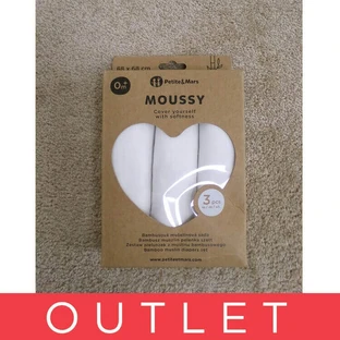 PETITE&MARS Набор бамбуковых подгузников для линьки 3шт Moussy Total White, 68 x 68 см 1×3 шт, набор подгузников