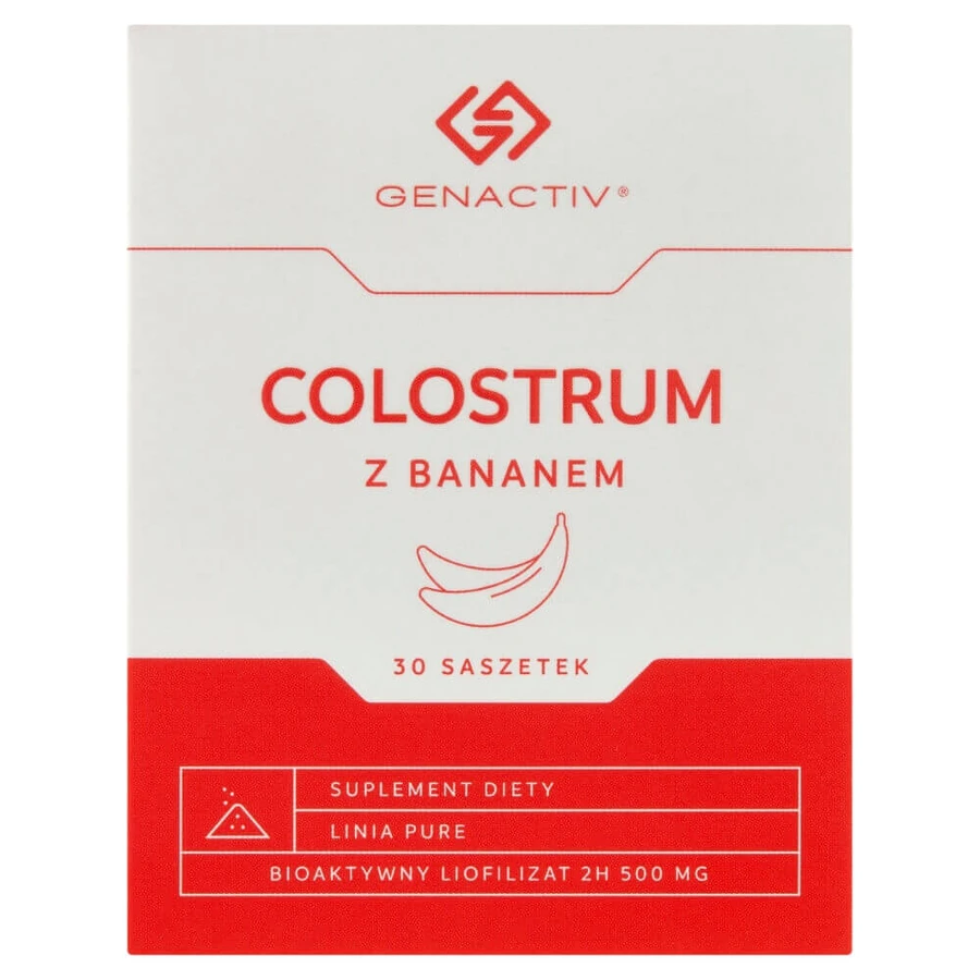 Genactiv Колострум с бананом, порошок, 1 г x 30 пакетиков: цены и характеристики