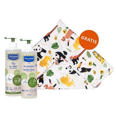 Набор Mustela Bio, очищающее средство для тела и волос, 400 мл + мицеллярная вода, без смывания, 400 мл + бамбуковый подгузник бесплатно: цены и характеристики