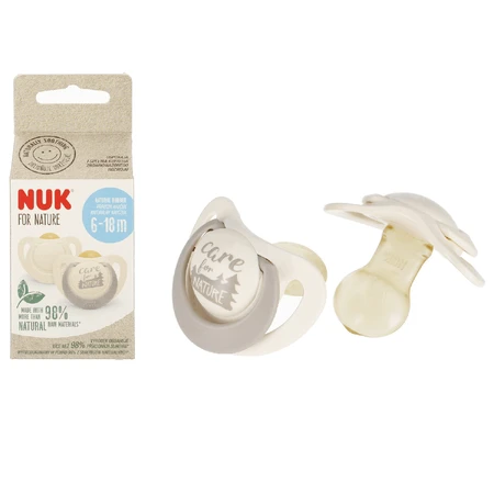 NUK For Nature, пустышка, латекс, анатомическая, серая, 18-36 месяцев, 2 штуки: цены и характеристики