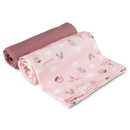 Canpol Babies, тканевые подгузники, 70 см x 70 см, Bonjour Paris, розовый, 2 шт.: цены и характеристики