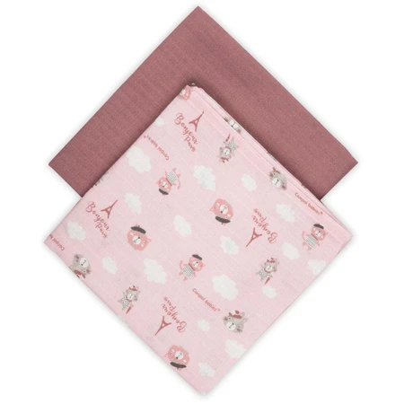 Canpol Babies, тканевые подгузники, 70 см x 70 см, Bonjour Paris, розовый, 2 шт.: цены и характеристики