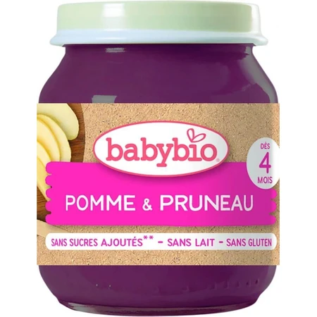 BABYBIO органическое яблоко и чернослив 1×130 г, органический фруктовый перекус: цены и характеристики