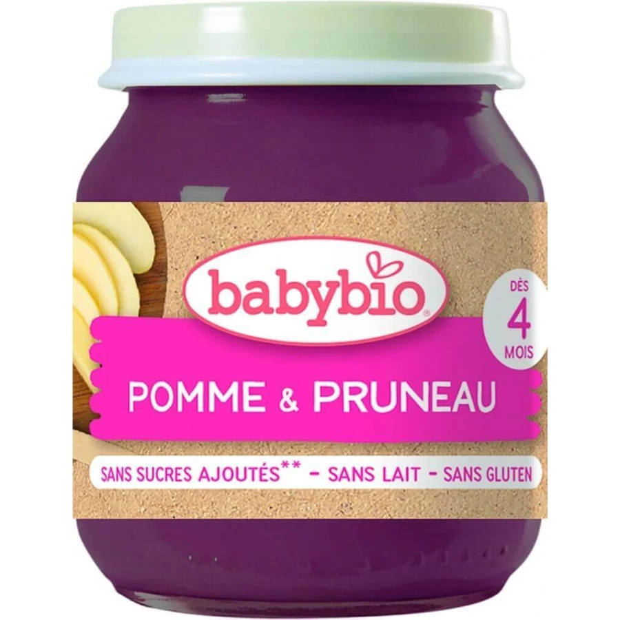 BABYBIO органическое яблоко и чернослив 1×130 г, органический фруктовый перекус: цены и характеристики
