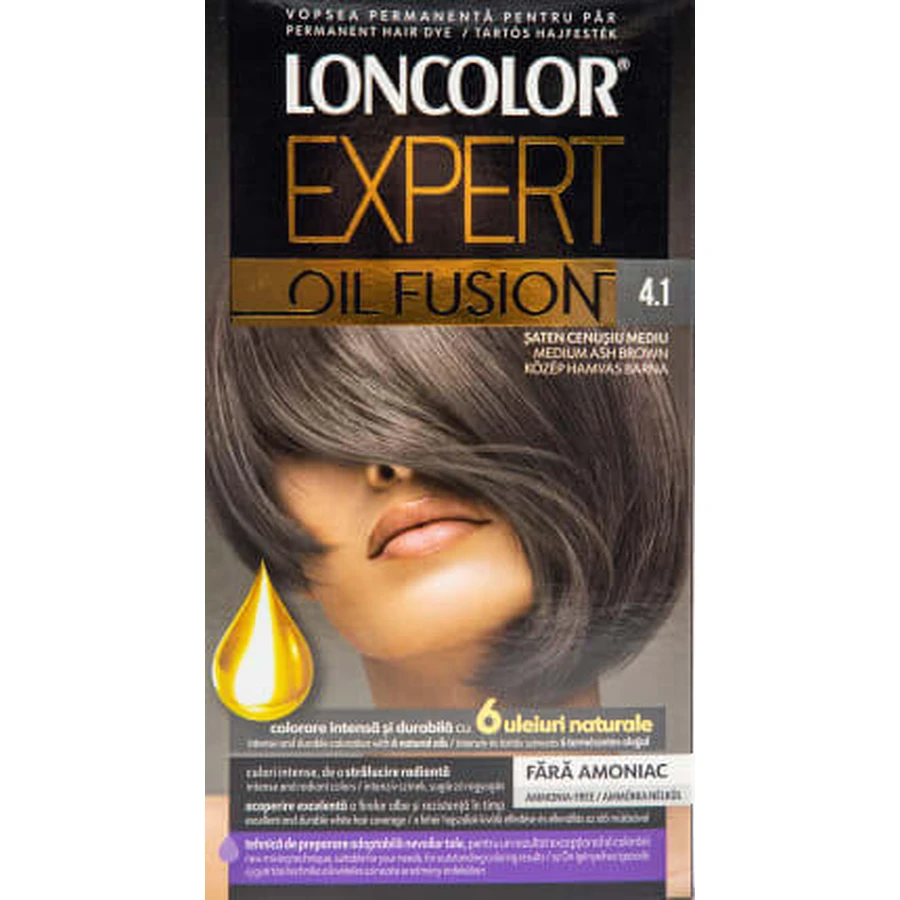 Аміачна професійна фарба Loncolor Expert Fusion 4.1 середньо-сіра, 1 шт.: ціни та характеристики