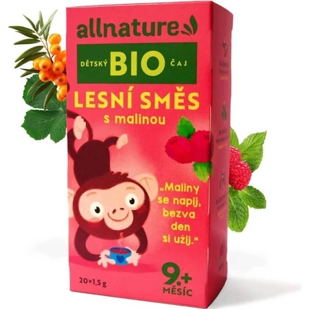 Allnature BIO Дитячий чай Лісова суміш з малиною 20×1,5 г, фруктовий чай: ціни та характеристики