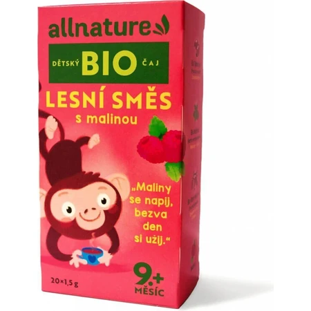 Allnature BIO Дитячий чай Лісова суміш з малиною 20×1,5 г, фруктовий чай: ціни та характеристики