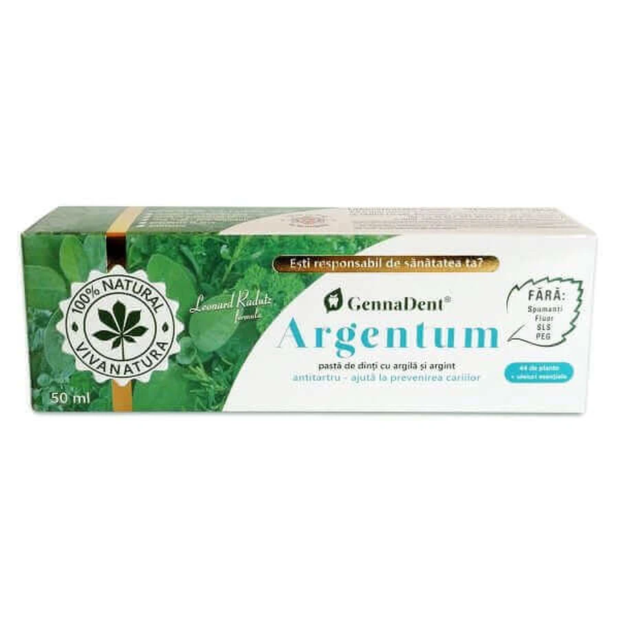 Зубная паста GennaDent Argentum, 50 мл, Vivanatura: цены и характеристики