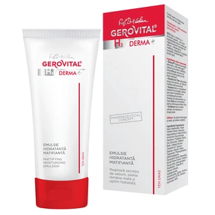 Gerovital H3 Derma+ Матуюча зволожуюча емульсія для жирної шкіри, 50 мл, Farmec