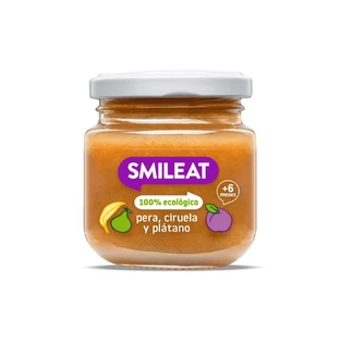 Органическое пюре из груши, сливы и банана, +6 месяцев, 130 г, Smileat