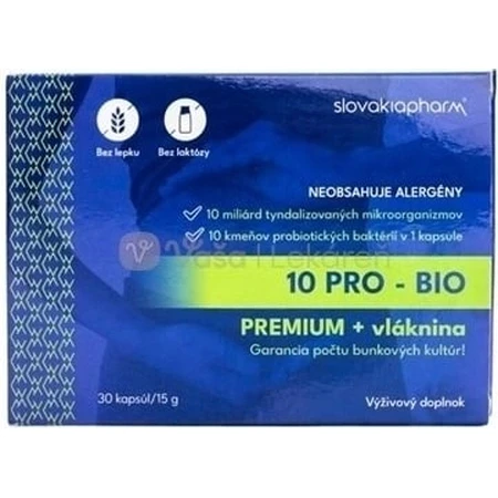 Словакіафарм 10 PRO - БІО ПРЕМІУМ + клітковина 1×30 капсул, дієтична добавка: ціни та характеристики
