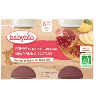 Органическое яблочно-гранатовое пюре, 2 x 130 г, BabyBio