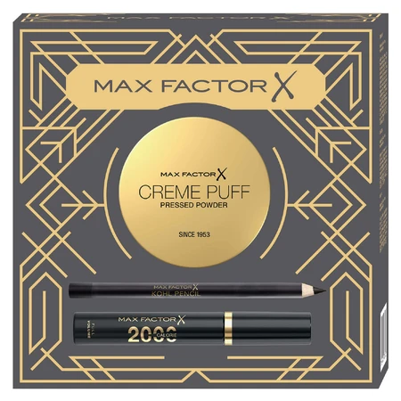 Набір Max Factor, 2000 Calorie Black, туш для вій, 9 мл + Cremepuff, напівпрозорий 005, 14 г + Kohl Pencil, олівець для очей, чорний, 4 г: ціни та характеристики