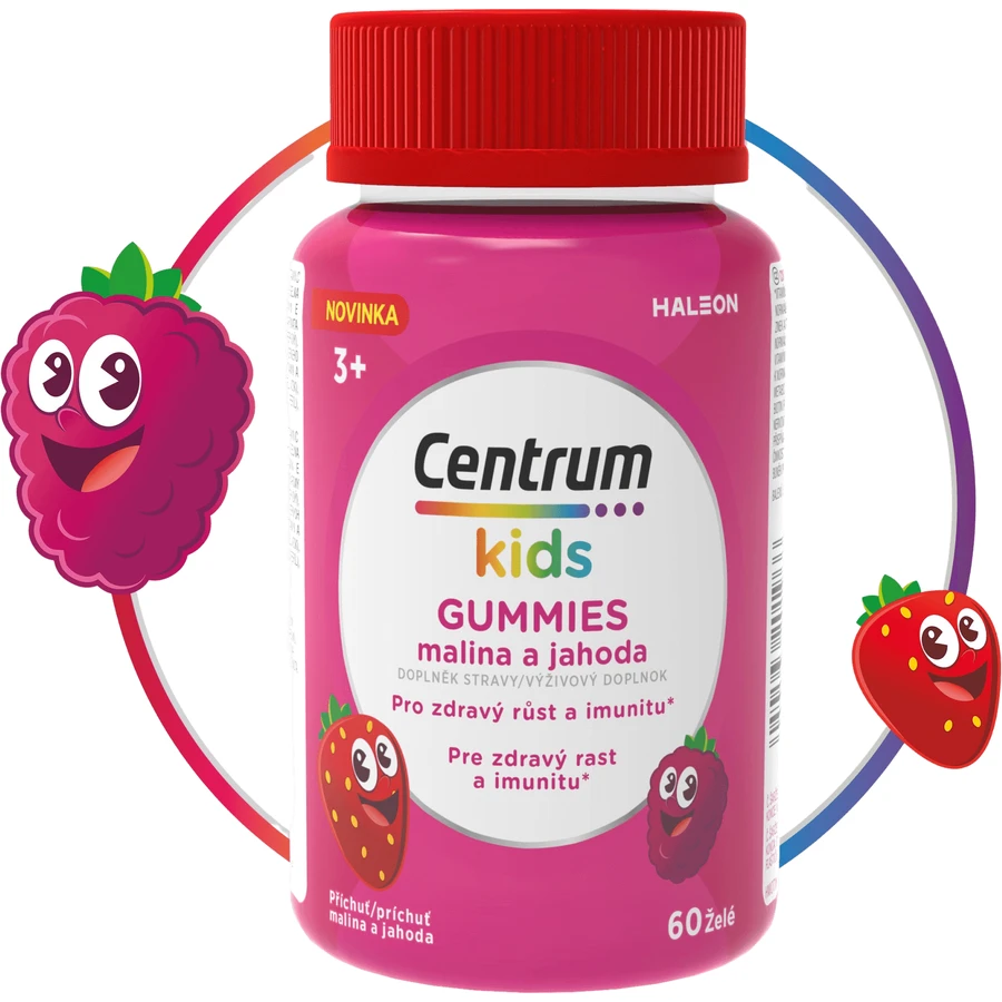 Мультивитаминны Centrum Kids Gummies для детей с 3 лет, малина и клубника, желейки, 60 шт.: цены и характеристики