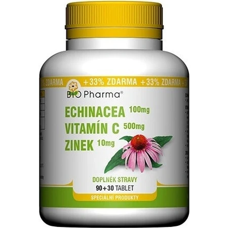 BIO Pharma Ехінацея, вітамін С, цинк 1×120 таблеток, харчова добавка: ціни та характеристики