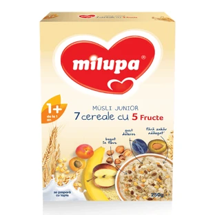 Муслі Юніор 7 злаків з 5 фруктами, +12 місяців, 250 г, Milupa