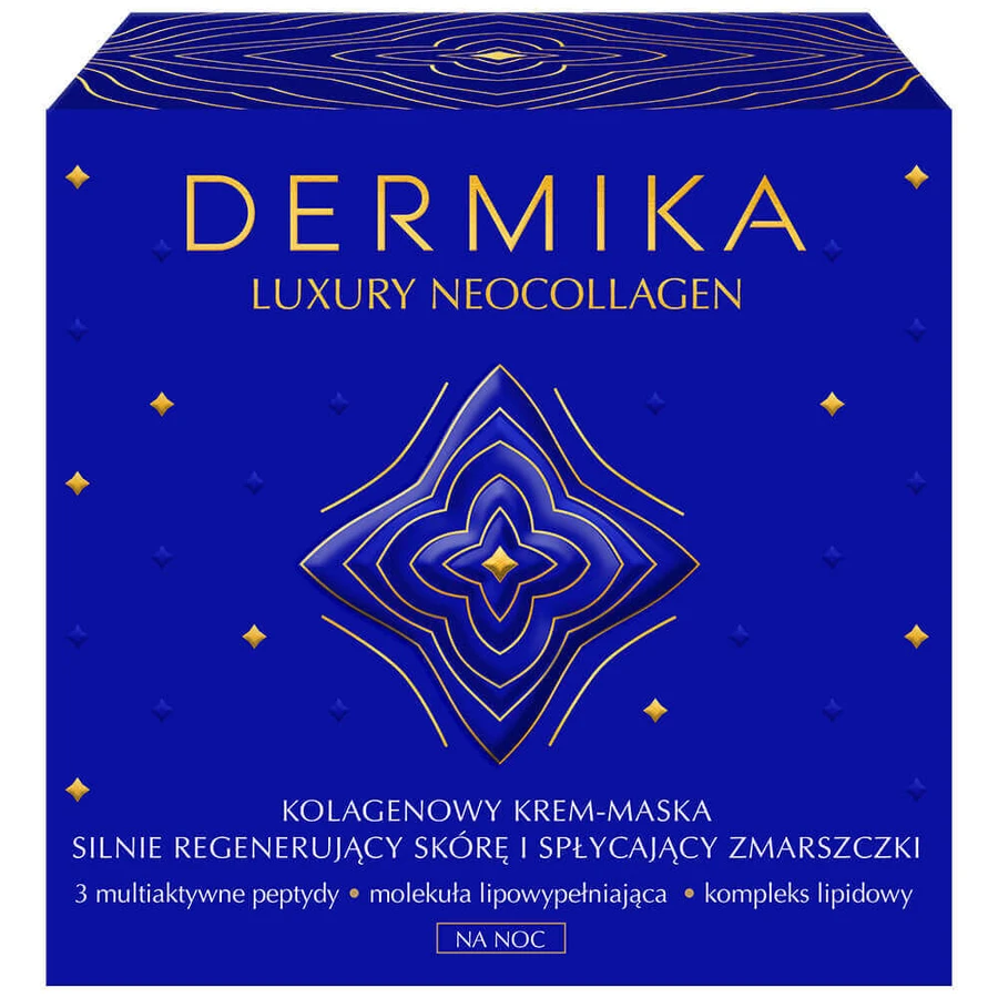 Dermika Luxury Neocollagen, колагенова крем-маска для сильної регенерації шкіри та зменшення зморшок, нічна, 50 мл.: ціни та характеристики