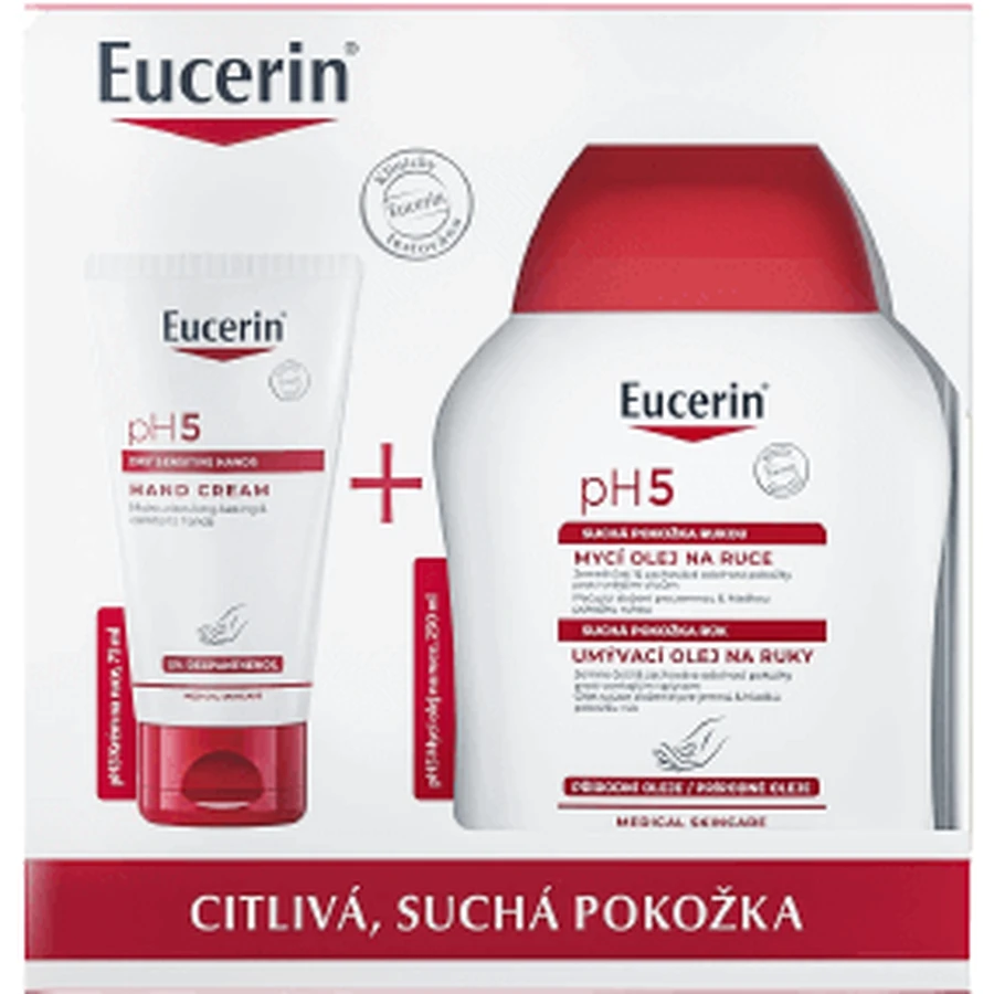 Касета Eucerin pH5 - Олія для миття рук + крем для рук: ціни та характеристики