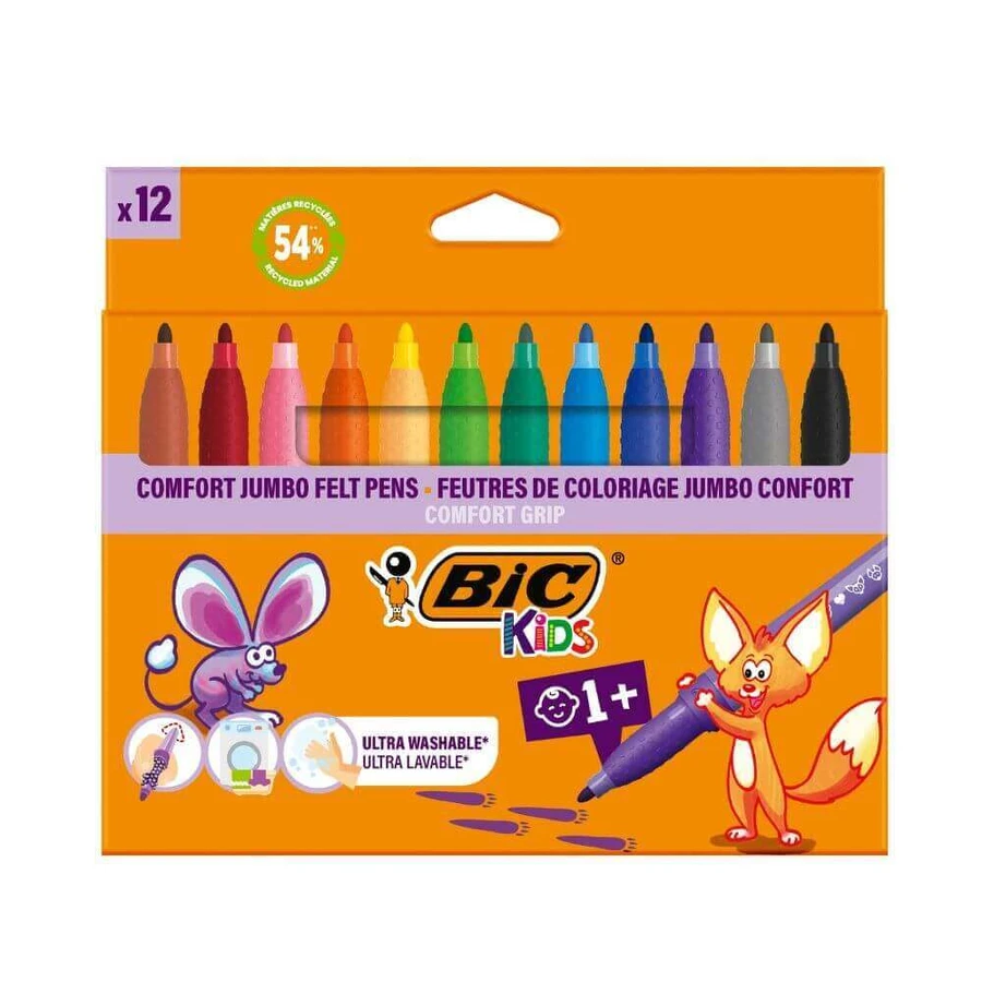 Кольорові маркери Jumbo, 12 шт, BIC: ціни та характеристики