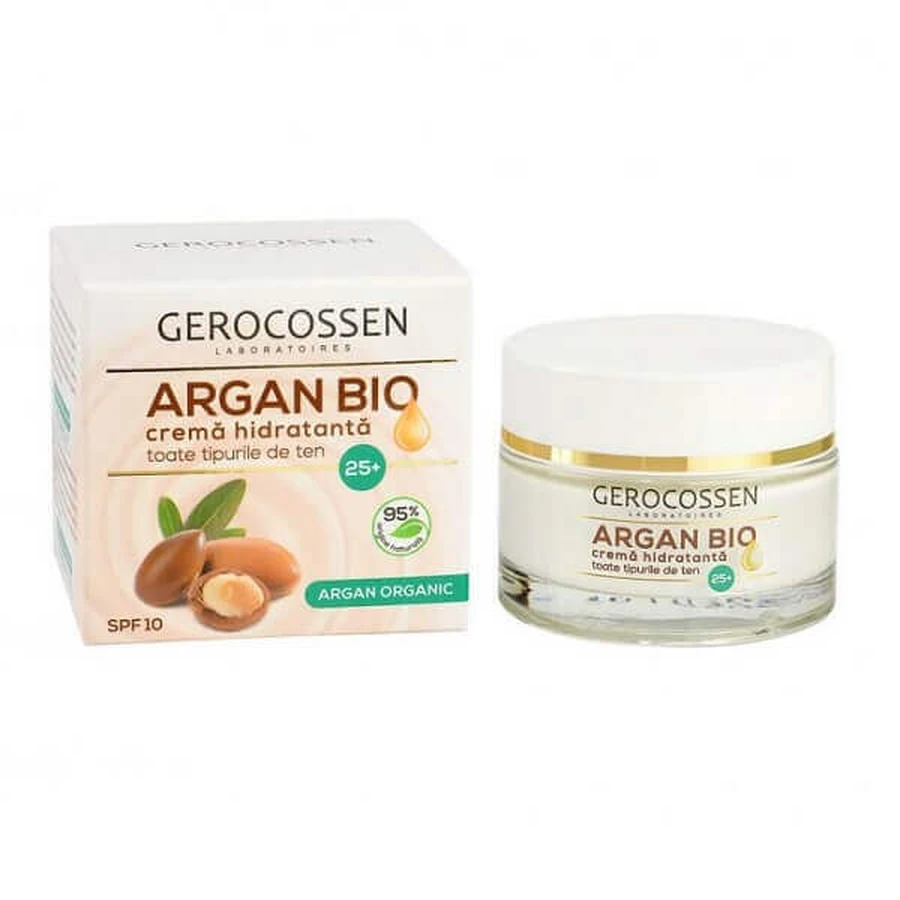 Зволожуючий крем для всіх типів шкіри з SPF 10 25+ Argan Bio, 50 мл, Gerocossen: ціни та характеристики