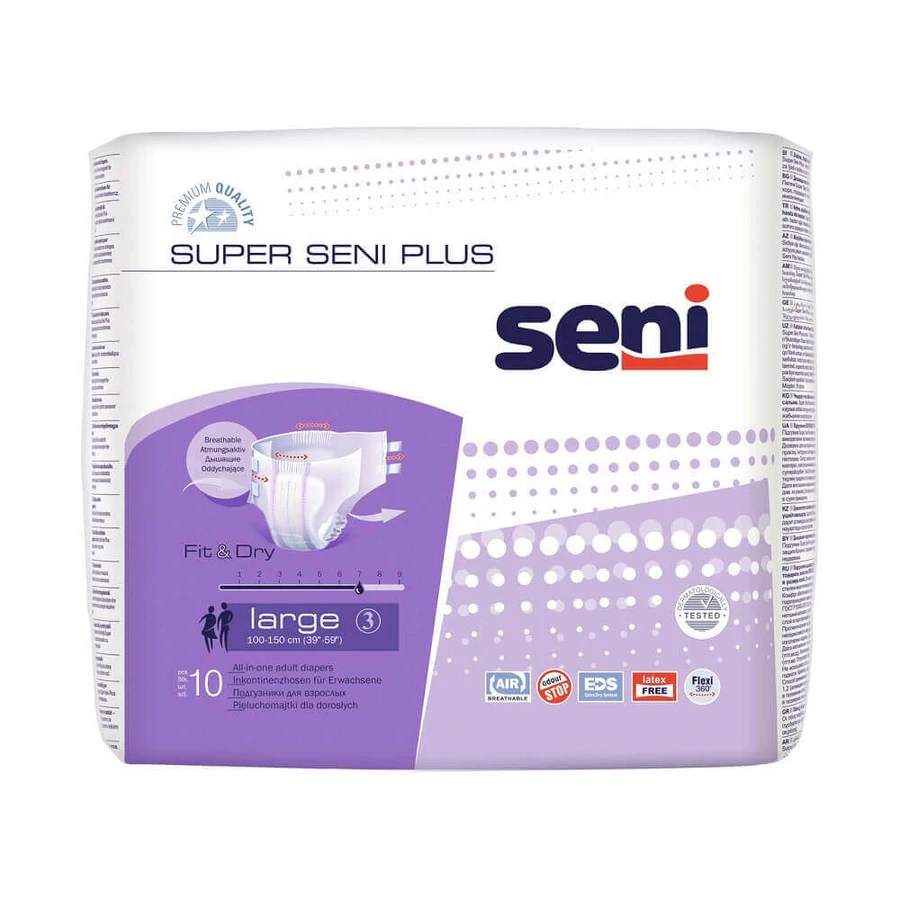 Закрытые подгузники, большие, 10 штук, Super Seni Plus: цены и характеристики