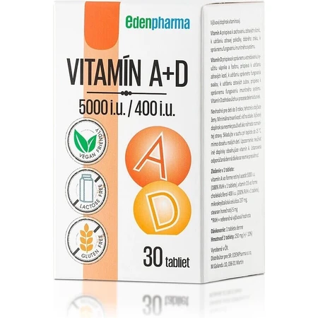 EDENPharma ВИТАМИН A + D3 (5000 ЕД / 400 ЕД) 1×30 табл, пищевая добавка: цены и характеристики