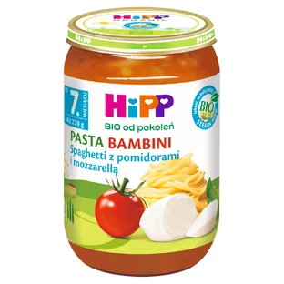 Пюре HiPP Bio Pasta Bambini Спагеті з помідорами та моцарелою, після 7 місяців, 220 г